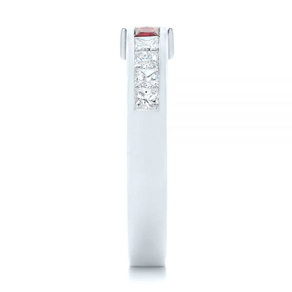 18k White Gold 18k White Gold Custom Ruby And Diamond Fashion Ring - Side View -  102830