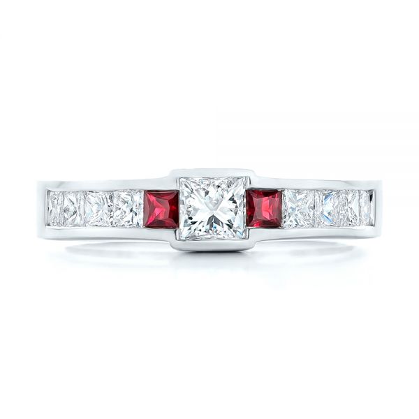Platinum Platinum Custom Ruby And Diamond Fashion Ring - Top View - 102830
