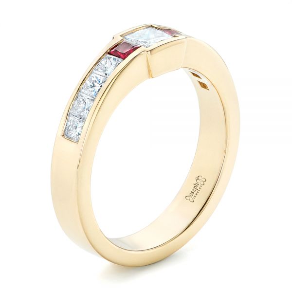 14k Yellow Gold Custom Ruby And Diamond Fashion Ring - Three-Quarter View -  102830