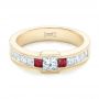 14k Yellow Gold Custom Ruby And Diamond Fashion Ring - Flat View -  102830 - Thumbnail