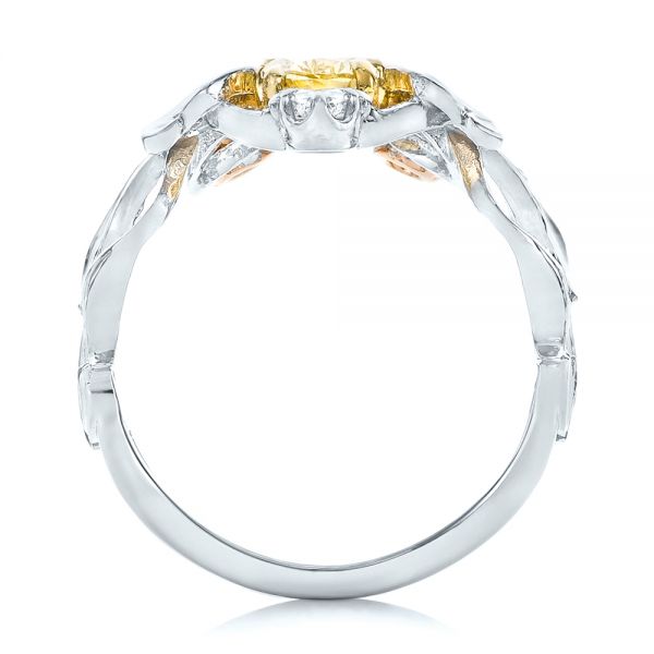 Custom Yellow Pink And White Diamond Fashion Ring - Front View -  102305