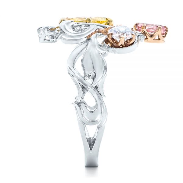 Custom Yellow Pink And White Diamond Fashion Ring - Side View -  102305