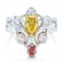 Custom Yellow Pink And White Diamond Fashion Ring - Top View -  102305 - Thumbnail
