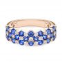 18k Rose Gold 18k Rose Gold Diamond And Blue Sapphire Ring - Flat View -  107137 - Thumbnail