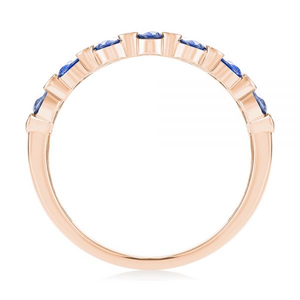 18k Rose Gold 18k Rose Gold Diamond And Blue Sapphire Ring - Front View -  107137