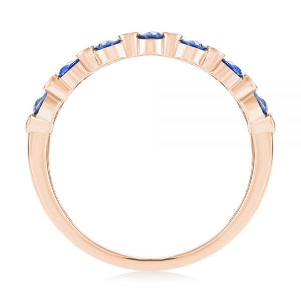 18k Rose Gold 18k Rose Gold Diamond And Blue Sapphire Ring - Front View -  107137