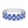 14k White Gold 14k White Gold Diamond And Blue Sapphire Ring - Flat View -  107137 - Thumbnail