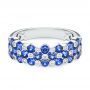  Platinum Platinum Diamond And Blue Sapphire Ring - Flat View -  107137 - Thumbnail