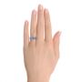 14k White Gold 14k White Gold Diamond And Blue Sapphire Ring - Hand View -  107137 - Thumbnail