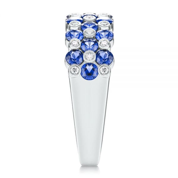 14k White Gold 14k White Gold Diamond And Blue Sapphire Ring - Side View -  107137
