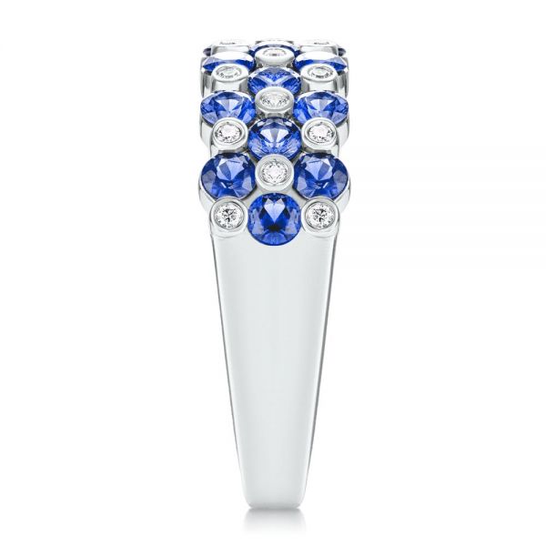 18k White Gold 18k White Gold Diamond And Blue Sapphire Ring - Side View -  107137