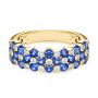 18k Yellow Gold 18k Yellow Gold Diamond And Blue Sapphire Ring - Flat View -  107137 - Thumbnail