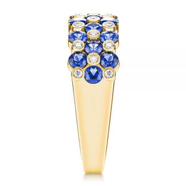 18k Yellow Gold 18k Yellow Gold Diamond And Blue Sapphire Ring - Side View -  107137