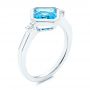 Diamond And Blue Topaz Ring - Three-Quarter View -  106553 - Thumbnail