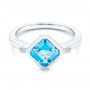 Diamond And Blue Topaz Ring - Flat View -  106553 - Thumbnail