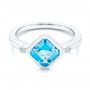 Diamond And Blue Topaz Ring - Flat View -  106553 - Thumbnail