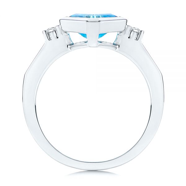 Diamond And Blue Topaz Ring - Front View -  106553