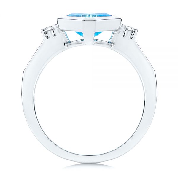 Diamond And Blue Topaz Ring - Front View -  106553