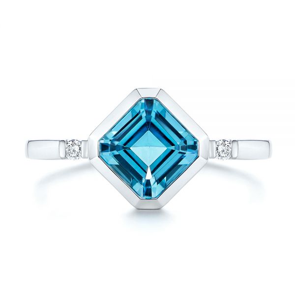 Diamond And London Blue Topaz Ring - Top View -  106554