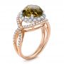 18k Rose Gold 18k Rose Gold Diamond And Olive Quartz Fashion Ring - Three-Quarter View -  101869 - Thumbnail