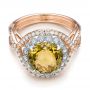 18k Rose Gold 18k Rose Gold Diamond And Olive Quartz Fashion Ring - Flat View -  101869 - Thumbnail