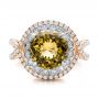 18k Rose Gold 18k Rose Gold Diamond And Olive Quartz Fashion Ring - Top View -  101869 - Thumbnail