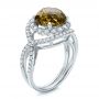 18k White Gold 18k White Gold Diamond And Olive Quartz Fashion Ring - Three-Quarter View -  101869 - Thumbnail