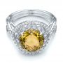 14k White Gold 14k White Gold Diamond And Olive Quartz Fashion Ring - Flat View -  101869 - Thumbnail