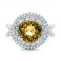 18k White Gold 18k White Gold Diamond And Olive Quartz Fashion Ring - Top View -  101869 - Thumbnail