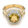 14k Yellow Gold 14k Yellow Gold Diamond And Olive Quartz Fashion Ring - Flat View -  101869 - Thumbnail