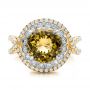 14k Yellow Gold 14k Yellow Gold Diamond And Olive Quartz Fashion Ring - Top View -  101869 - Thumbnail