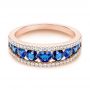 18k Rose Gold 18k Rose Gold Diamond And Sapphire Fashion Ring - Flat View -  107163 - Thumbnail