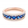 14k Rose Gold 14k Rose Gold Diamond And Sapphire Fashion Ring - Flat View -  107163 - Thumbnail