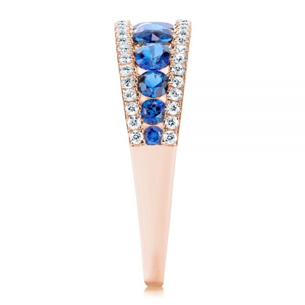 14k Rose Gold 14k Rose Gold Diamond And Sapphire Fashion Ring - Side View -  107163