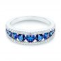 18k White Gold 18k White Gold Diamond And Sapphire Fashion Ring - Flat View -  107163 - Thumbnail