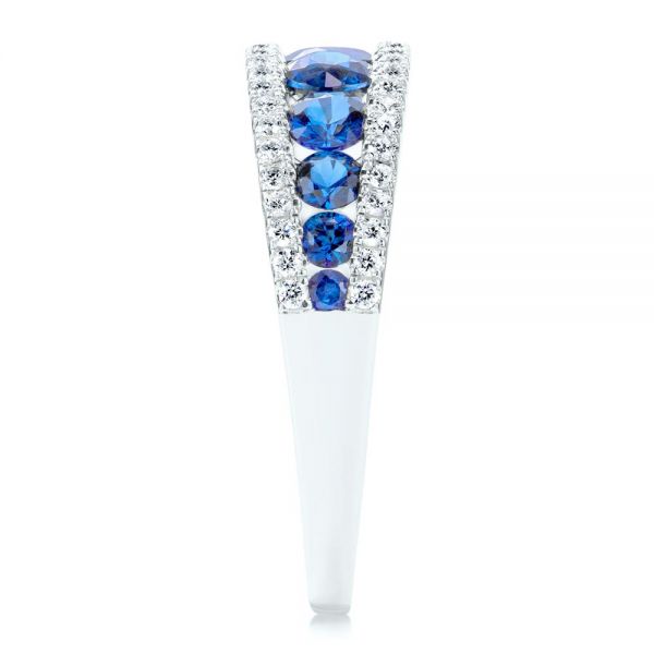 18k White Gold 18k White Gold Diamond And Sapphire Fashion Ring - Side View - 107163