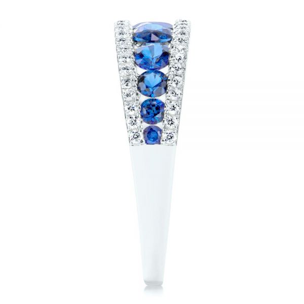 14k White Gold 14k White Gold Diamond And Sapphire Fashion Ring - Side View -  107163