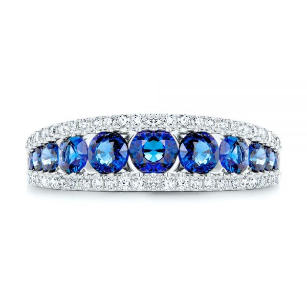18k White Gold 18k White Gold Diamond And Sapphire Fashion Ring - Top View - 107163