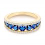 14k Yellow Gold Diamond And Sapphire Fashion Ring - Flat View -  107163 - Thumbnail