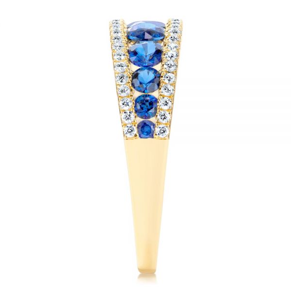 14k Yellow Gold Diamond And Sapphire Fashion Ring - Side View -  107163