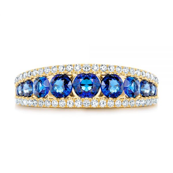 14k Yellow Gold Diamond And Sapphire Fashion Ring - Top View -  107163