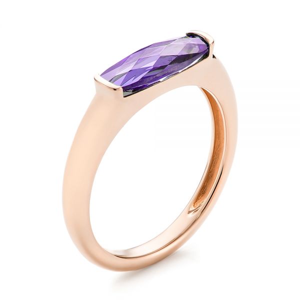 14k Rose Gold East-west Amethyst Fashion Ring - Three-Quarter View - 103757
