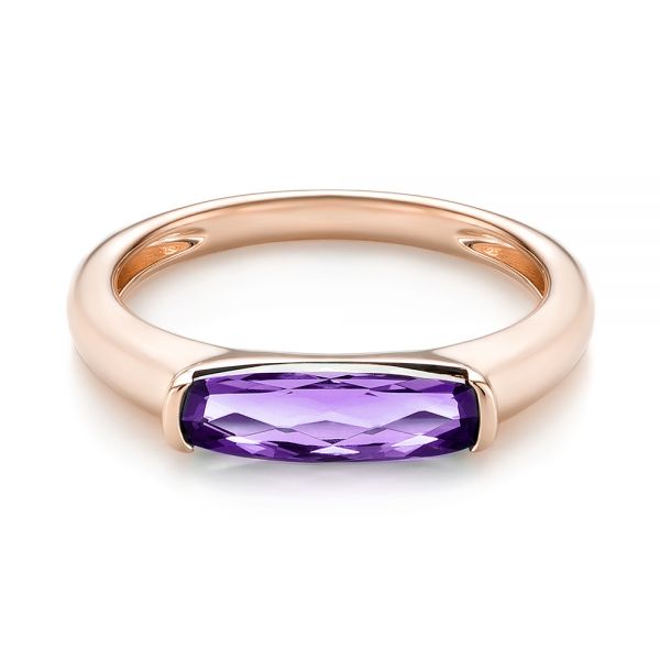 14k Rose Gold East-west Amethyst Fashion Ring - Flat View -  103757