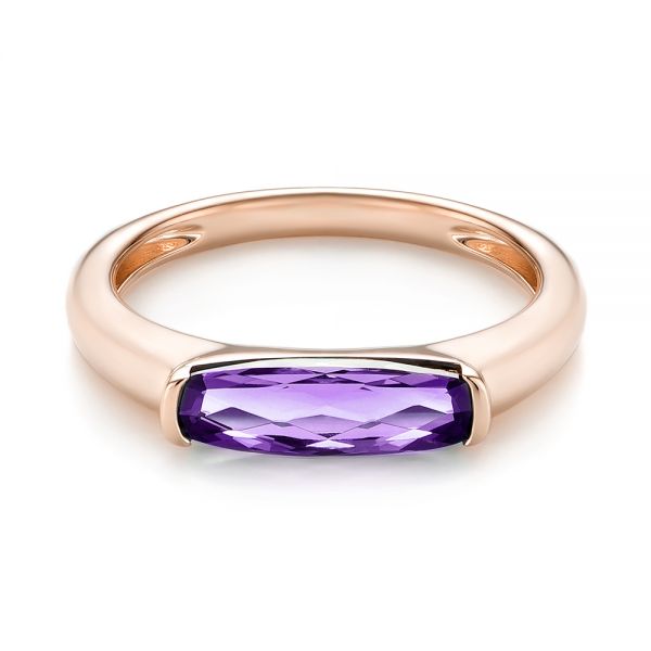 14k Rose Gold East-west Amethyst Fashion Ring - Flat View - 103757