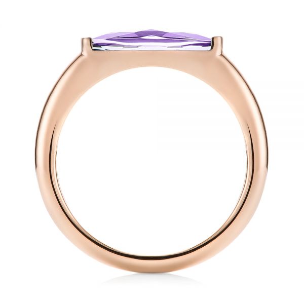 14k Rose Gold East-west Amethyst Fashion Ring - Front View - 103757
