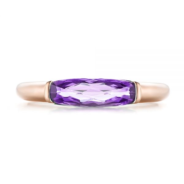 14k Rose Gold East-west Amethyst Fashion Ring - Top View - 103757