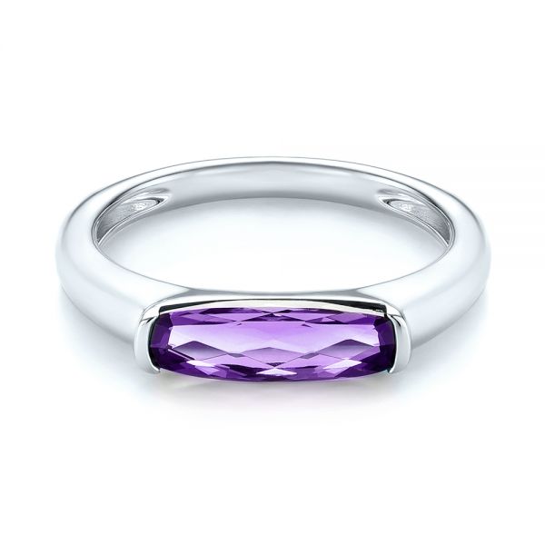 18k White Gold 18k White Gold East-west Amethyst Fashion Ring - Flat View -  103757