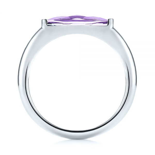 18k White Gold 18k White Gold East-west Amethyst Fashion Ring - Front View -  103757