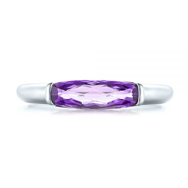18k White Gold 18k White Gold East-west Amethyst Fashion Ring - Top View -  103757
