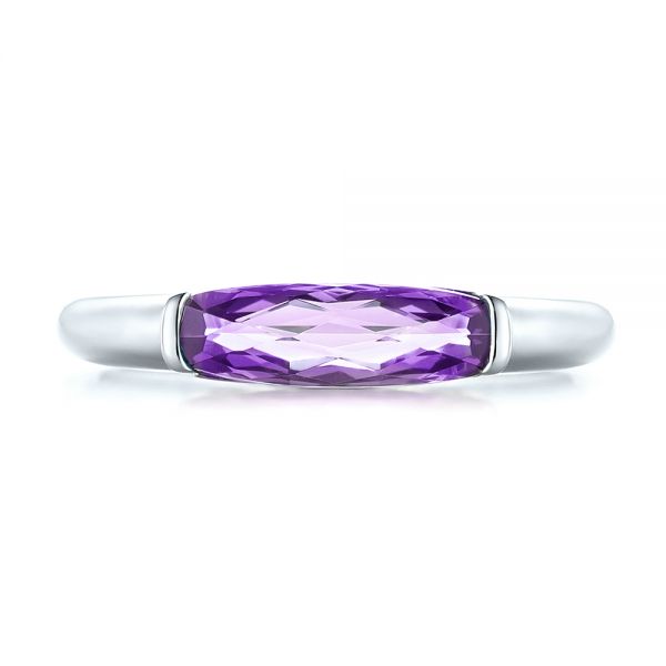 Platinum Platinum East-west Amethyst Fashion Ring - Top View - 103757
